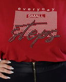 T-shirt Plus Size Everyday Small Steps Strass - MARSALA 