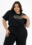 T-shirt Plus Size Tigres Luxe - PRETO 