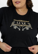 T-shirt Plus Size Tigres Luxe - PRETO 