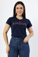 Amour Strass Azul Marinho 