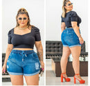 Short Jeans com Elastico Plus Size 